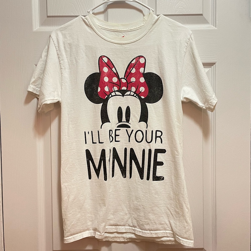 Disney Parks Authentic “I’ll Be Your Minnie” Mouse T-Shirt Size Small White